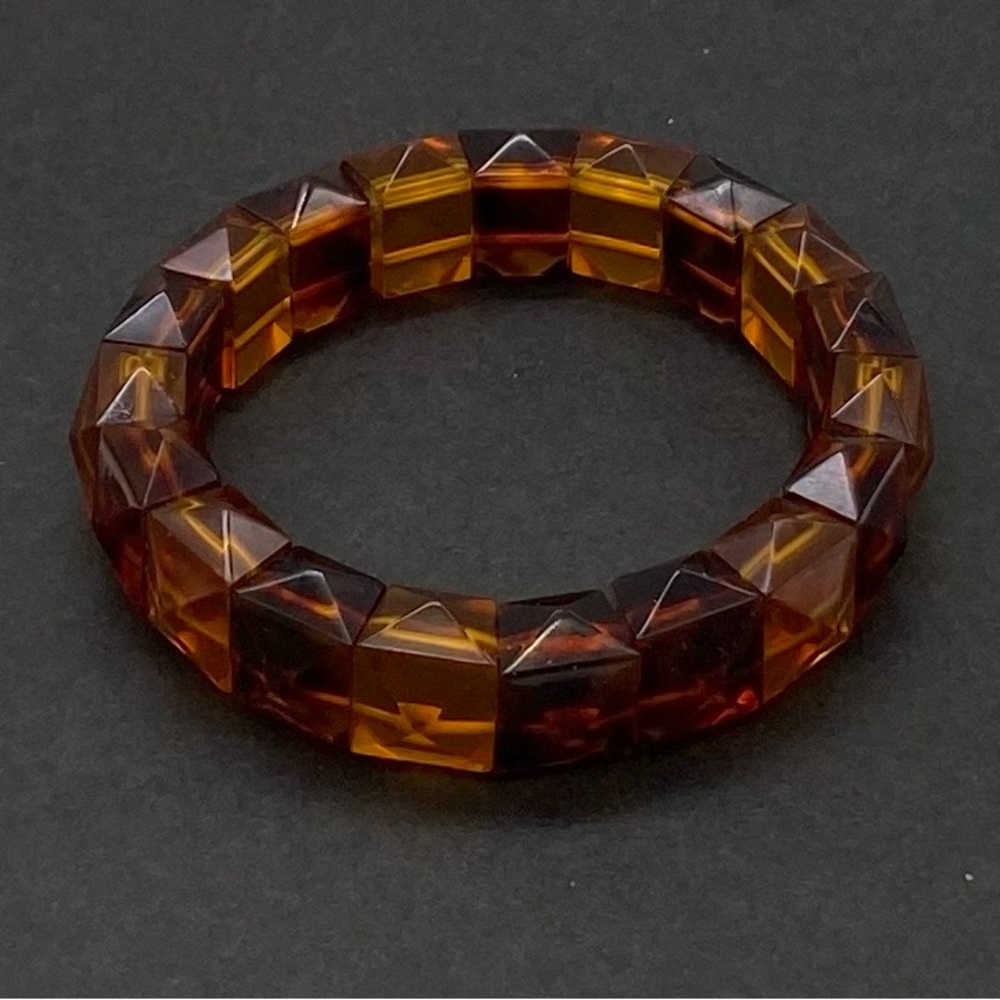 Vintage Brown Tortoise Faceted Lucite Bracelet